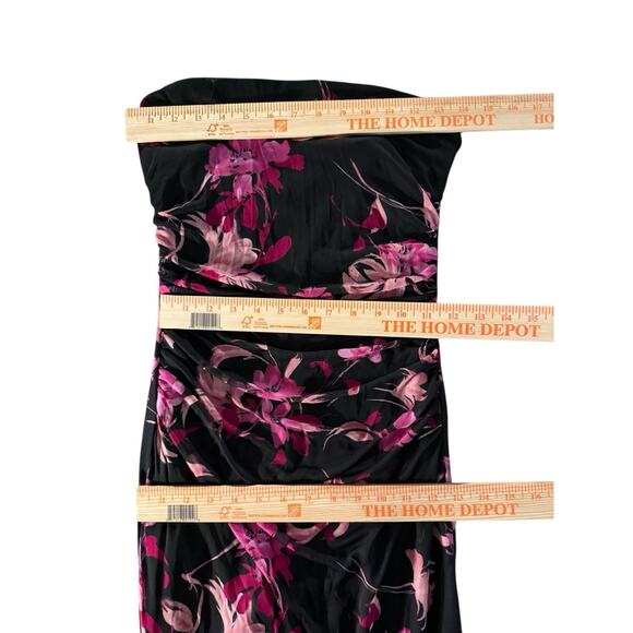 Vintage Y2K My Michelle Strapless Asymmetrical Dress L Whimsigoth Floral Midi - Picture 11 of 13